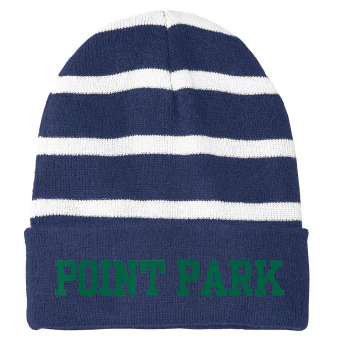 Point Park University Striped Beanie with Solid Band