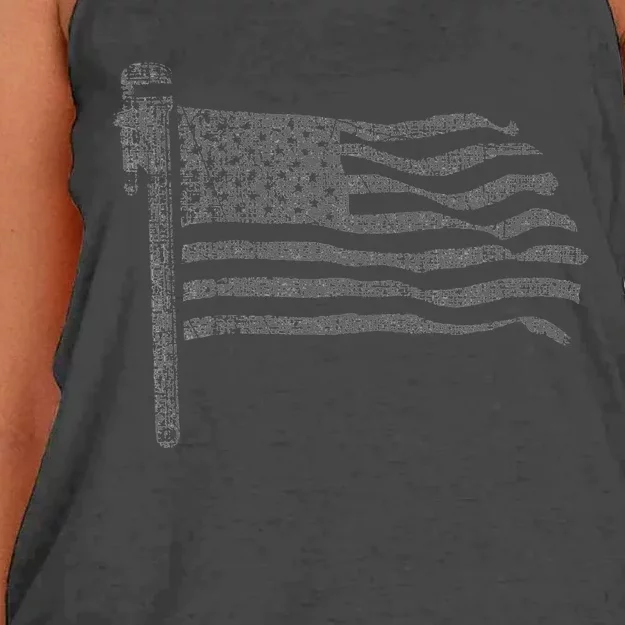 Patriotic Plumber US Flag Plumbing Handyman Pipe Fitter Women's Knotted Racerback Tank