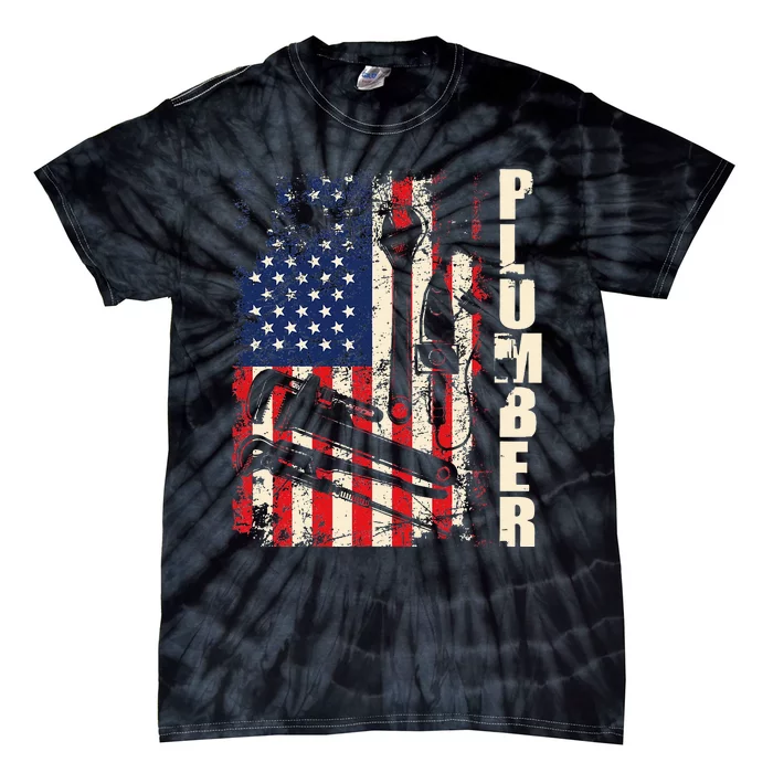 Patriotic Plumber US Flag Plumbing Handyman Pipe Fitter Tie-Dye T-Shirt