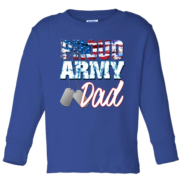 Proud Patriotic Usa Army Dad Usa Flag Military Fathers Day Cute Gift Toddler Long Sleeve Shirt