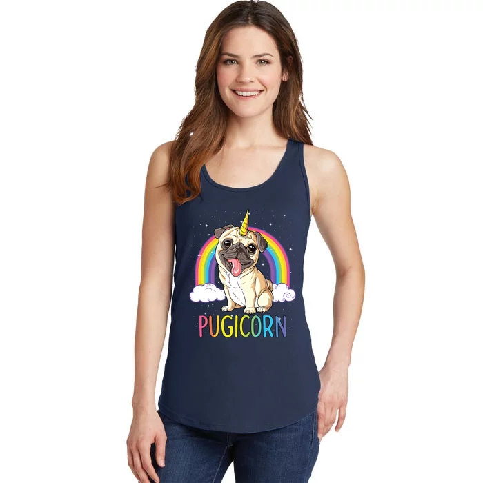 Pugicorn Pug Unicorn Girl Kids Space Galaxy Rainbow Ladies Essential Tank