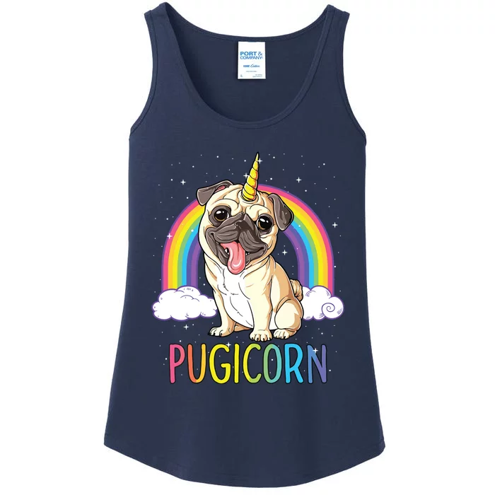 Pugicorn Pug Unicorn Girl Kids Space Galaxy Rainbow Ladies Essential Tank