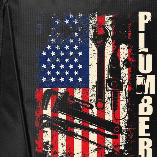 Patriotic Plumber US Flag Plumbing Handyman Pipe Fitter City Backpack