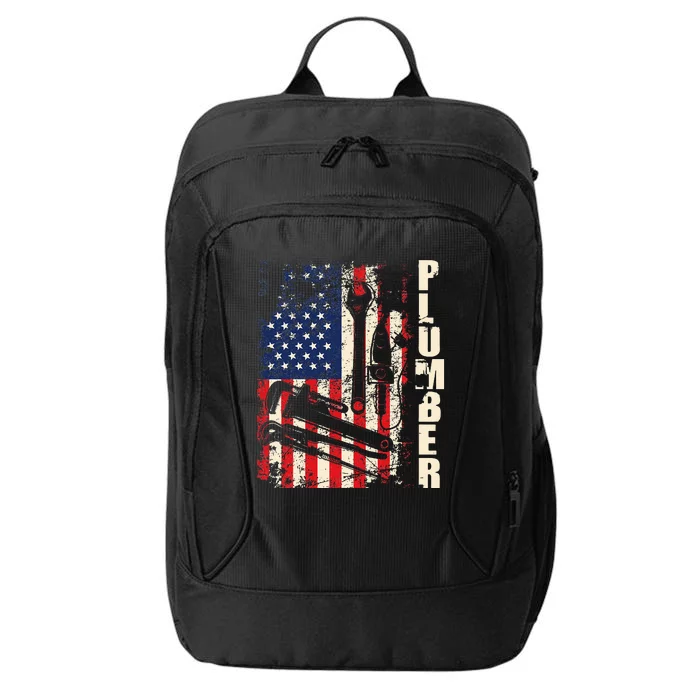 Patriotic Plumber US Flag Plumbing Handyman Pipe Fitter City Backpack