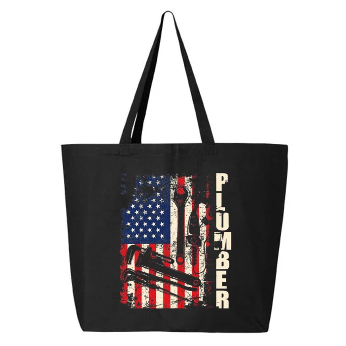 Patriotic Plumber US Flag Plumbing Handyman Pipe Fitter 25L Jumbo Tote