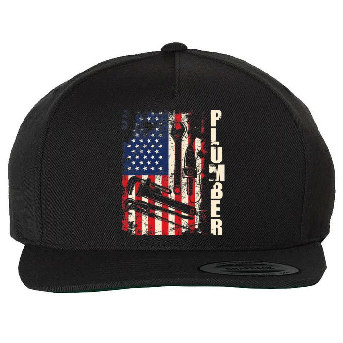 Patriotic Plumber US Flag Plumbing Handyman Pipe Fitter Wool Snapback Cap