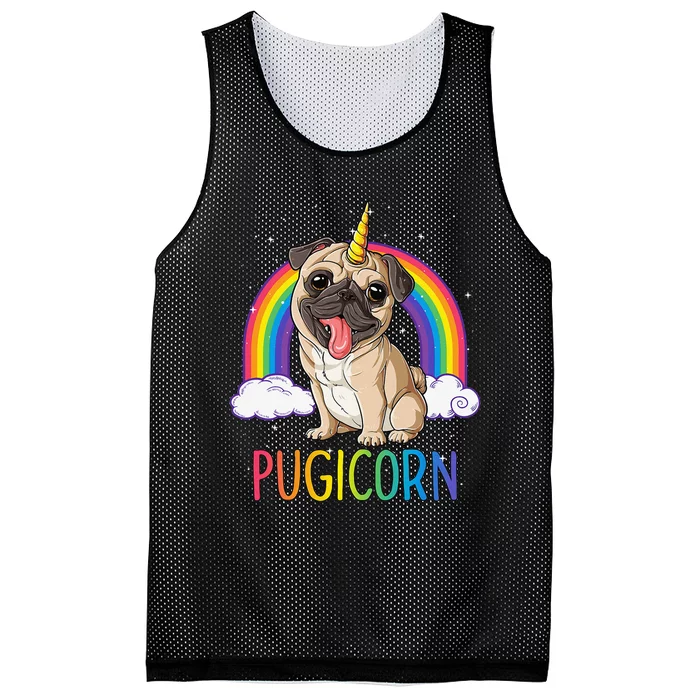 Pugicorn Pug Unicorn Space Galaxy Rainbow Mesh Reversible Basketball Jersey Tank