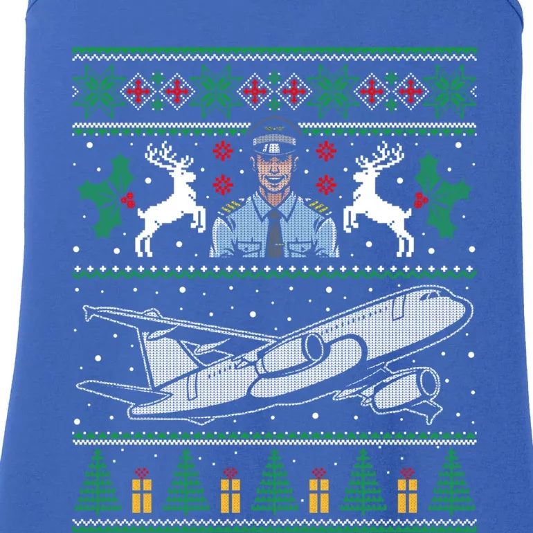 Plane Pilot Ugly Christmas Sweater Airplane Operator Aviator Gift Ladies Essential Tank