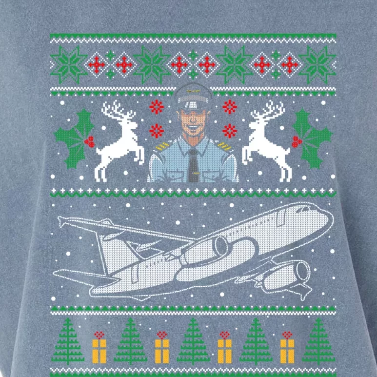 Plane Pilot Ugly Christmas Sweater Airplane Operator Aviator Gift Garment-Dyed Women's Muscle Tee