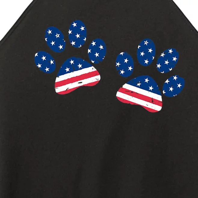 Paw Print USA Flag I Love Dogs Patriotic 4th Of July Women’s Perfect Tri Rocker Tank