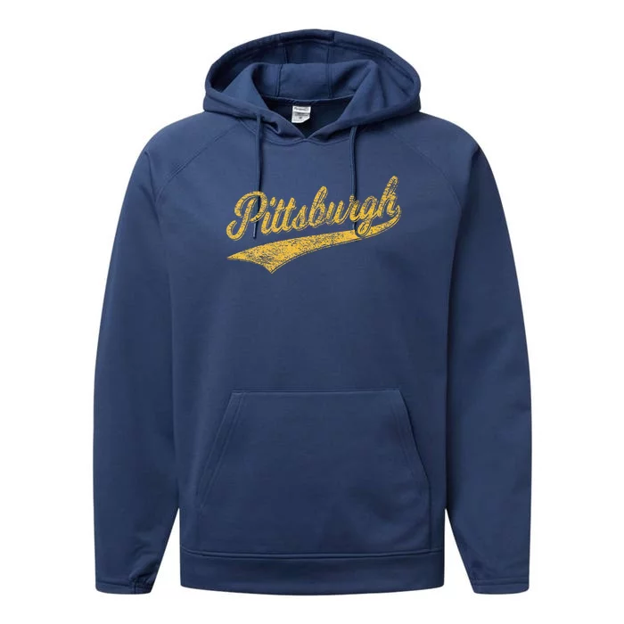 Pittsburgh Pennsylvania Varsity Script Sports Jersey Style Performance Fleece Hoodie