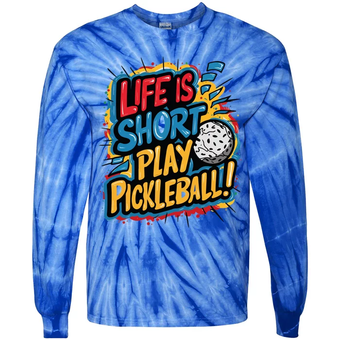 Pickleball Passion Vibrant Game Artwear Cute Gift Tie-Dye Long Sleeve Shirt