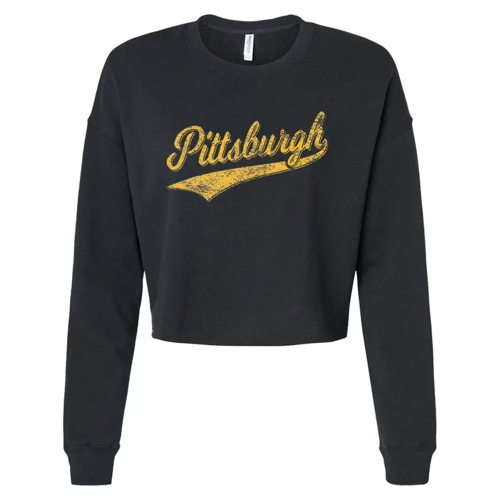 Pittsburgh Pennsylvania Varsity Script Sports Jersey Style Cropped Pullover Crew