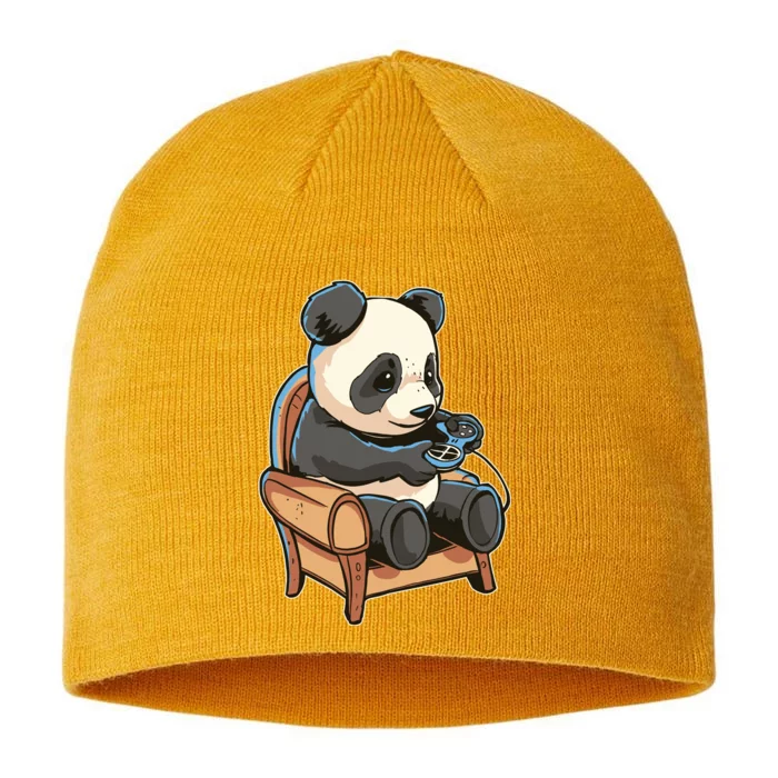 Panda Playing Videogames 8 1/2in Sustainable Knit Beanie