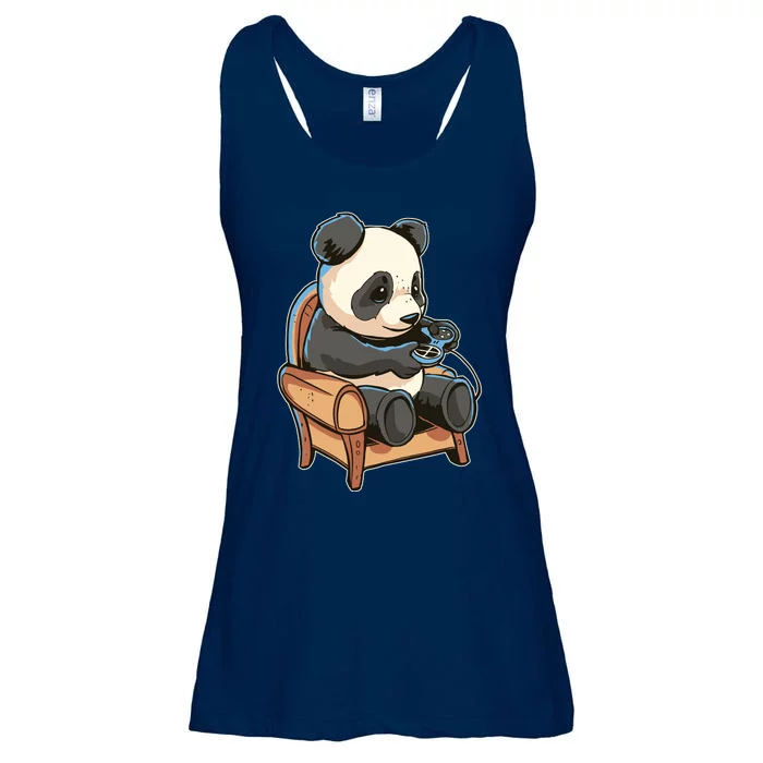 Panda Playing Videogames Ladies Essential Flowy Tank