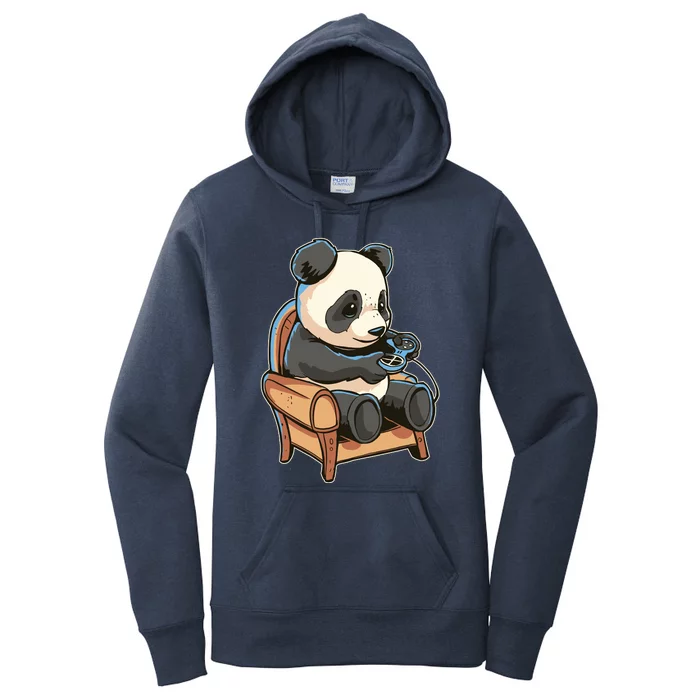 Panda Playing Videogames Women's Pullover Hoodie