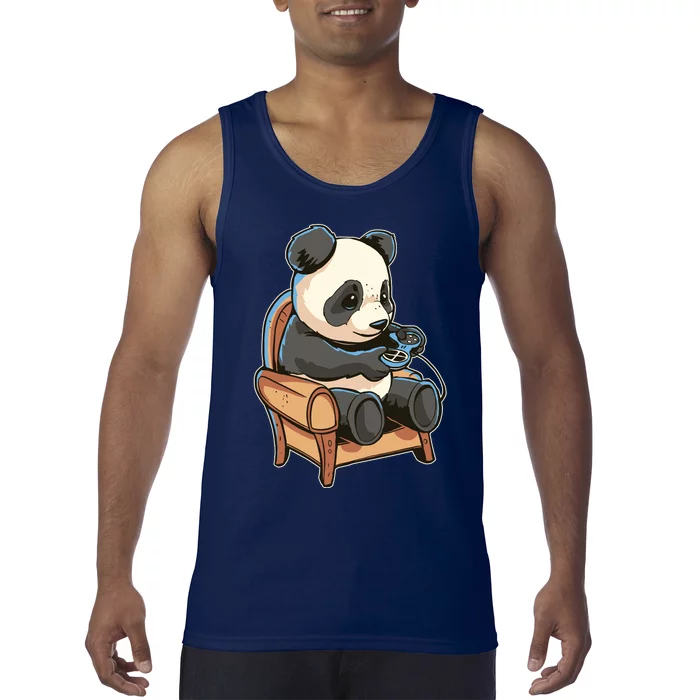 Panda Playing Videogames Tank Top