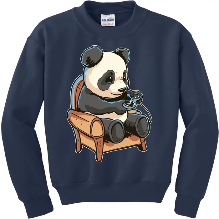 Panda Playing Videogames Kids Sweatshirt