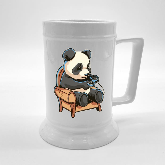 Panda Playing Videogames Front & Back Beer Stein