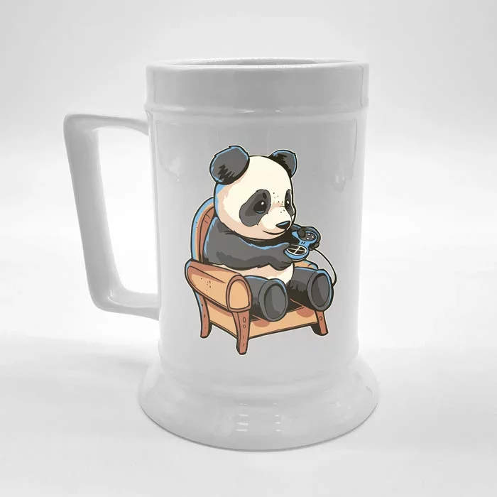 Panda Playing Videogames Front & Back Beer Stein