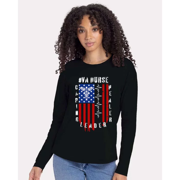 Patriotic Pride Va Nurses Tribute Womens Cotton Relaxed Long Sleeve T-Shirt