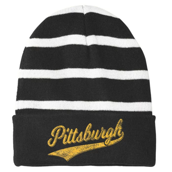 Pittsburgh Pennsylvania Varsity Script Jersey Striped Beanie with Solid Band