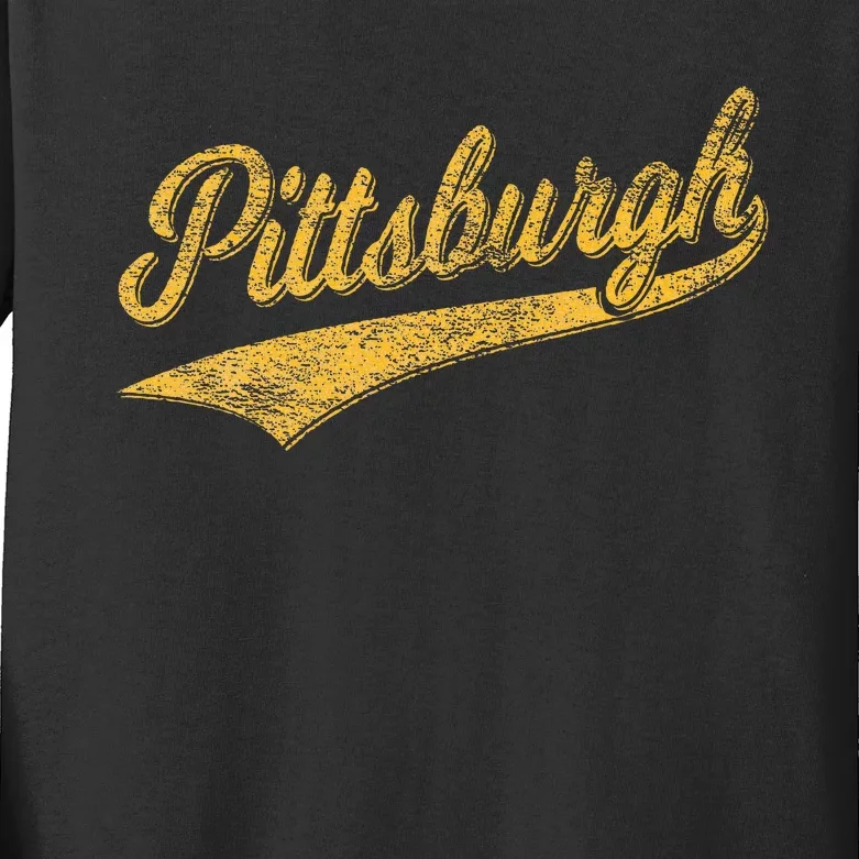 Pittsburgh Pennsylvania Varsity Script Jersey Kids Long Sleeve Shirt