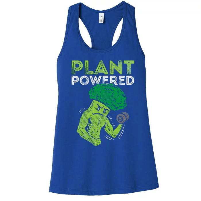 Plant Powered Vegan Broccoli Veggie Herbivore Fitness Gym Cute Gift Women's Racerback Tank