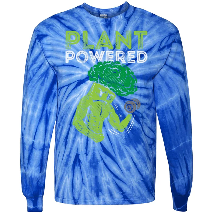 Plant Powered Vegan Broccoli Veggie Herbivore Fitness Gym Cute Gift Tie-Dye Long Sleeve Shirt