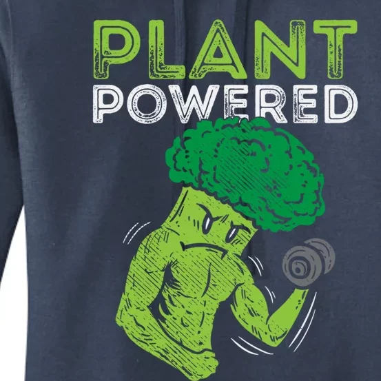 Plant Powered Vegan Broccoli Veggie Herbivore Fitness Gym Cute Gift Women's Pullover Hoodie