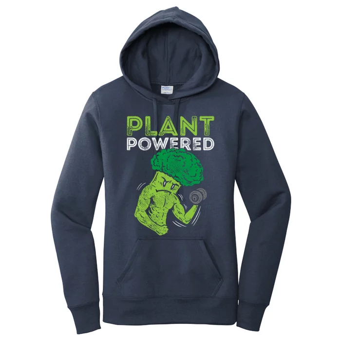 Plant Powered Vegan Broccoli Veggie Herbivore Fitness Gym Cute Gift Women's Pullover Hoodie