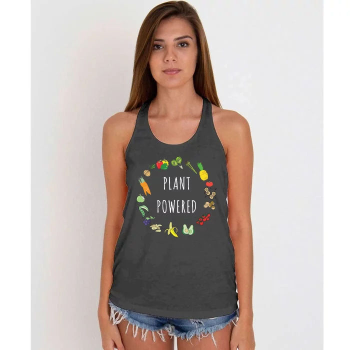 Plant Powered Vegan Plant Based Vegetarian Tee Women's Knotted Racerback Tank