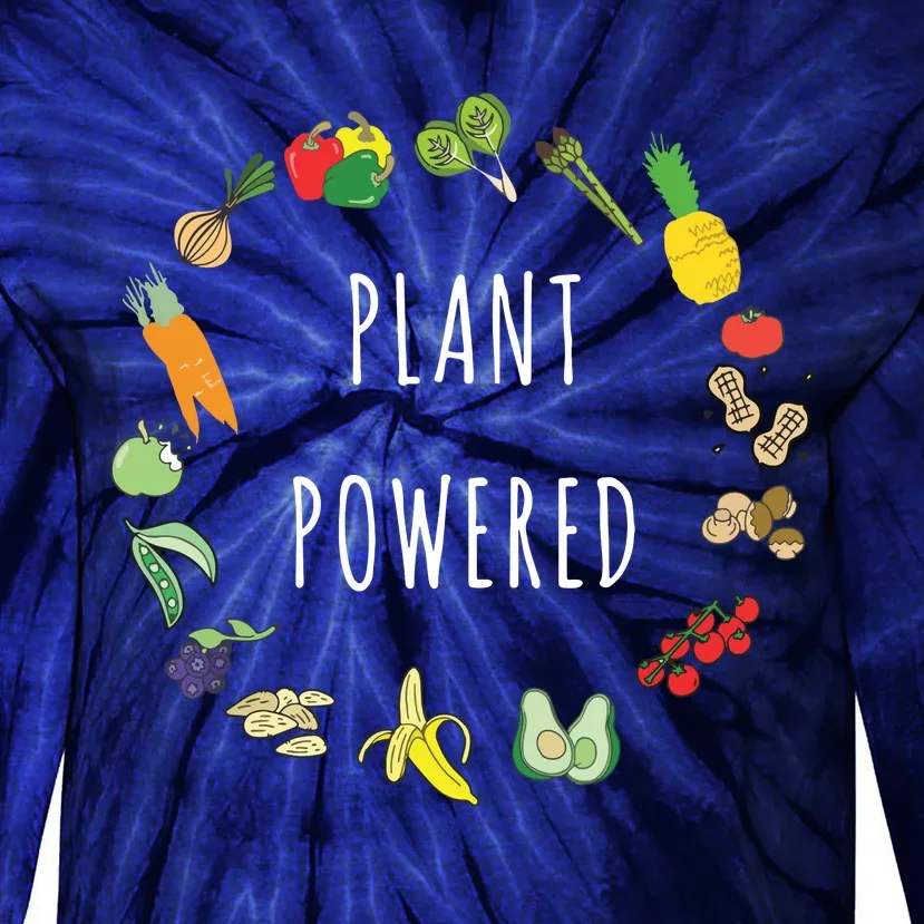 Plant Powered Vegan Plant Based Vegetarian Tee Tie-Dye Long Sleeve Shirt