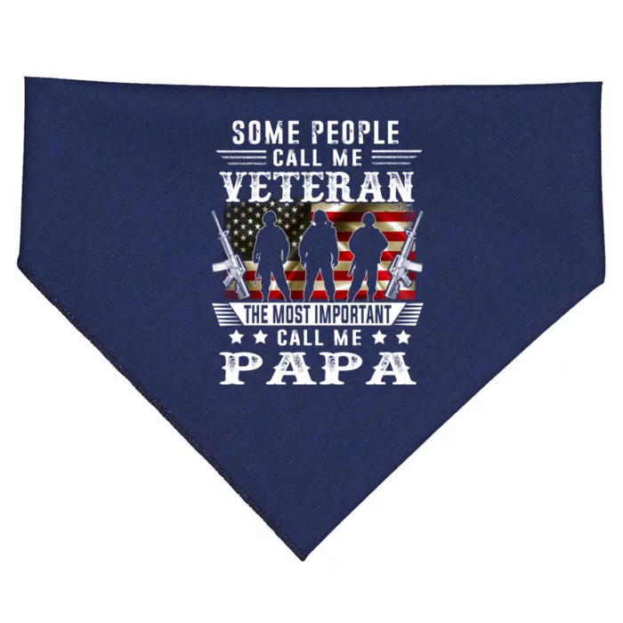 Proud Papa Veteran American Flag Gifts VeteranS Day Fathers USA-Made Doggie Bandana