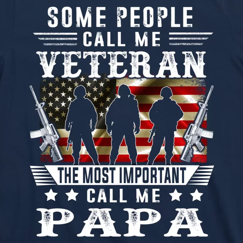 Proud Papa Veteran American Flag Gifts VeteranS Day Fathers T-Shirt