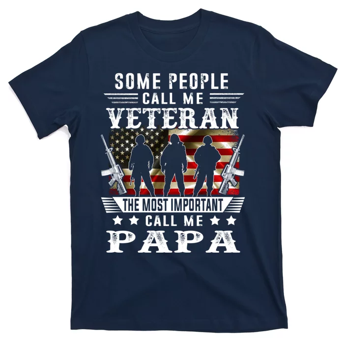 Proud Papa Veteran American Flag Gifts VeteranS Day Fathers T-Shirt