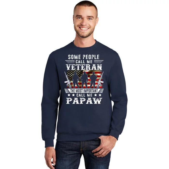 Proud Papaw Veteran American Flag Gifts VeteranS Day Tall Sweatshirt