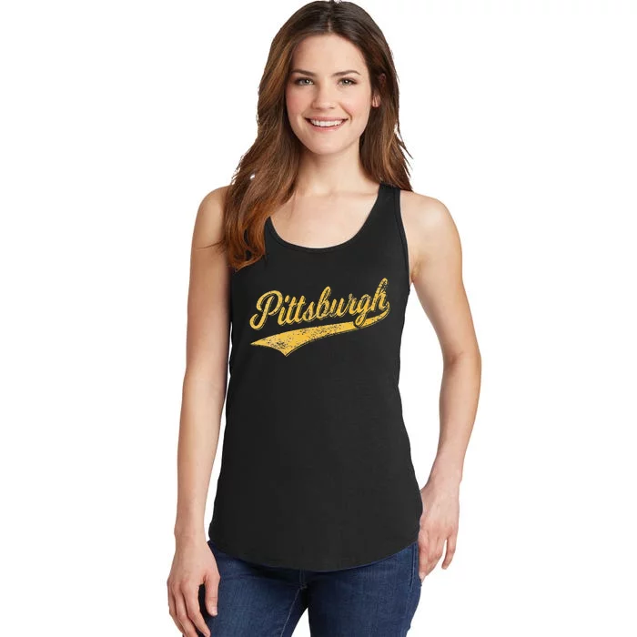 PITTSBURGH PENNSYLVANIA VARSITY SCRIPT SPORTS JERSEY Ladies Essential Tank