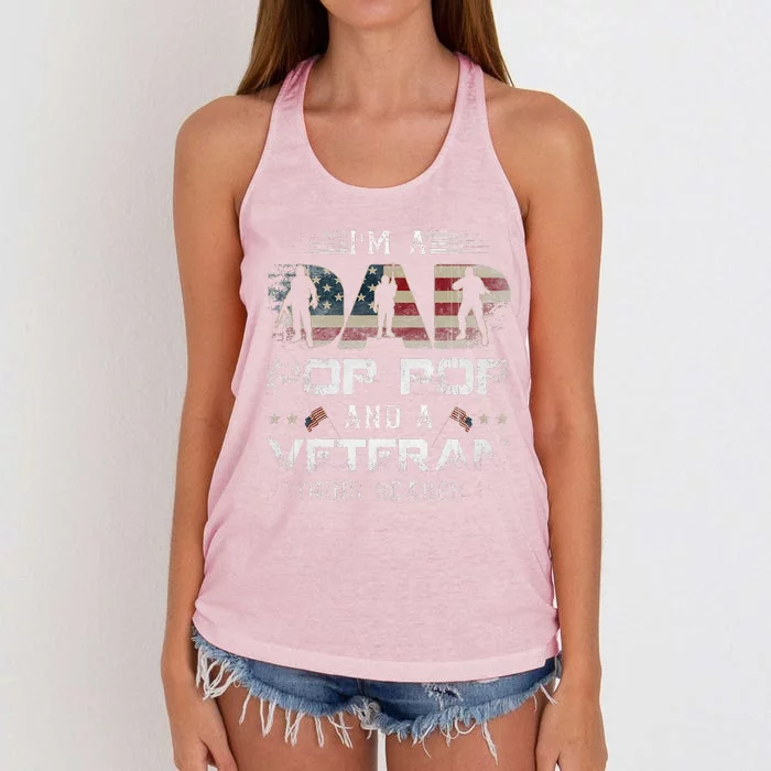 Pop Pop Veteran Fathers Day Gift From Daughter Wife For Dad Women's Knotted Racerback Tank