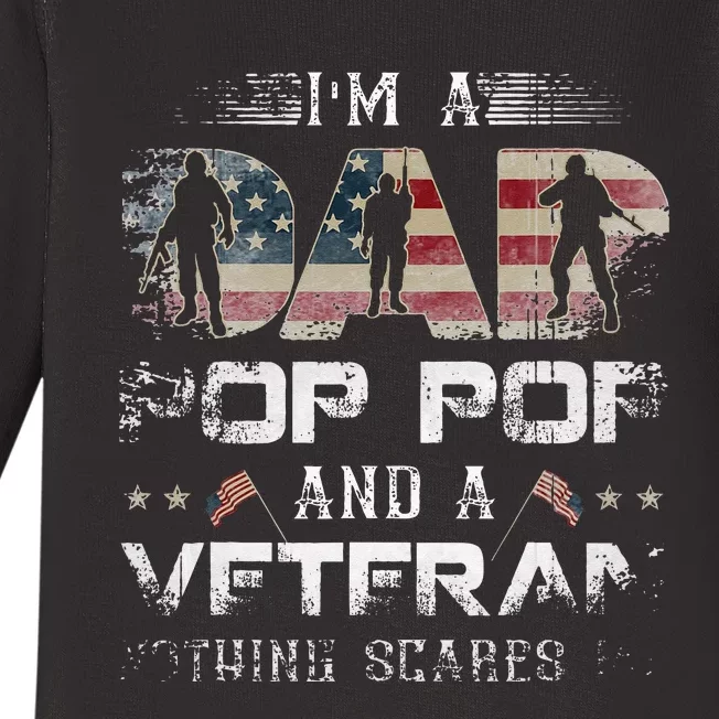 Pop Pop Veteran Fathers Day Gift From Daughter Wife For Dad Baby Long Sleeve Bodysuit