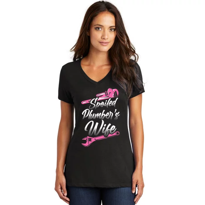 Plumbing Plumber Wife Spoiled Plumber's Wife Women's V-Neck T-Shirt