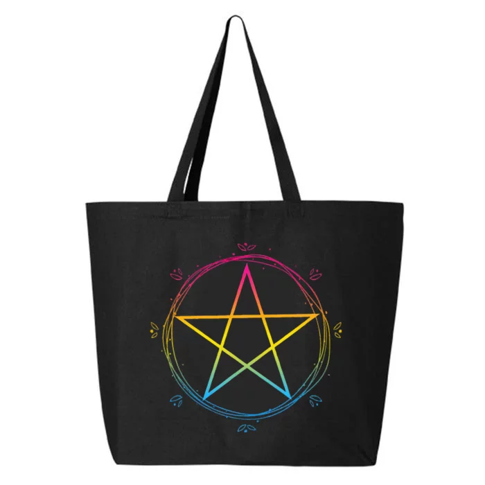 Pansexual Pentagram Wiccan Pagan Pan Pride Flag Boho Floral 25L Jumbo Tote