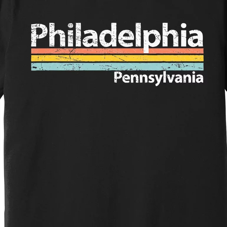 Philadelphia Pennsylvania Worn Design Retro Stripes Premium T-Shirt