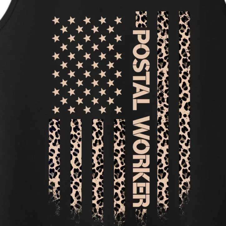 Patriotic Postal Worker American Flag Leopard Print Usa Gift Performance Tank