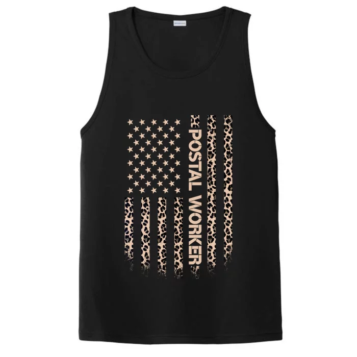 Patriotic Postal Worker American Flag Leopard Print Usa Gift Performance Tank