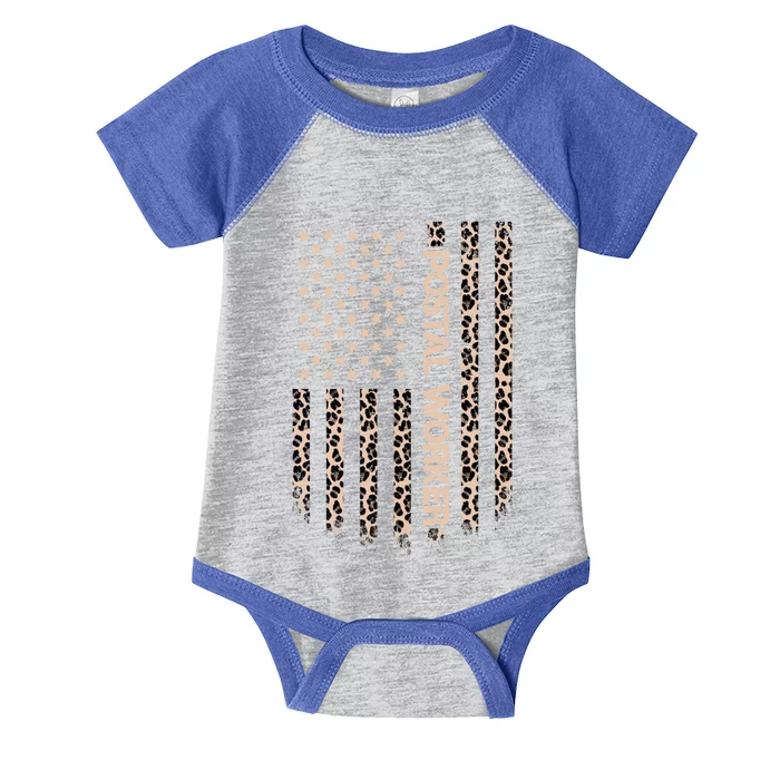 Patriotic Postal Worker American Flag Leopard Print Usa Gift Infant Baby Jersey Bodysuit