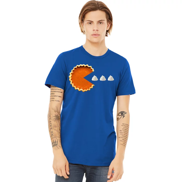 Pumpkin Pie Whipped Cream Video Game Thanksgiving Premium T-Shirt