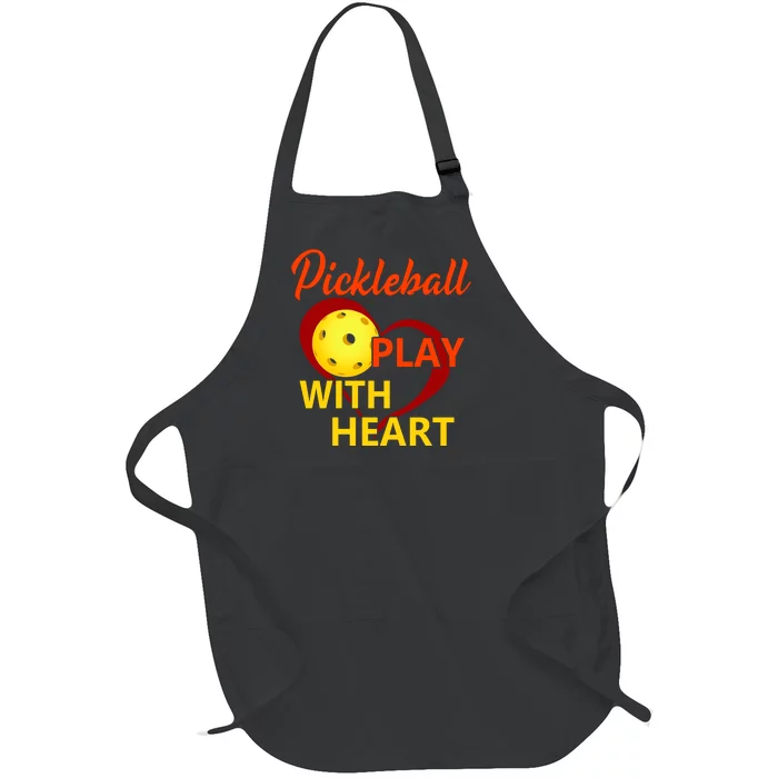 Pickleball Play With Heart SKY Full-Length Apron With Pocket