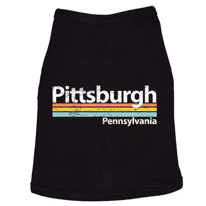 Pittsburgh Pennsyvania Worn Design Retro Stripes Classic Doggie Tank