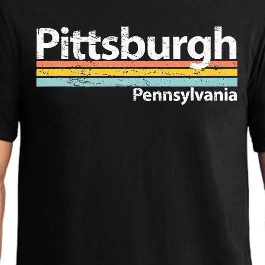 Pittsburgh Pennsyvania Worn Design Retro Stripes Classic Pajama Set